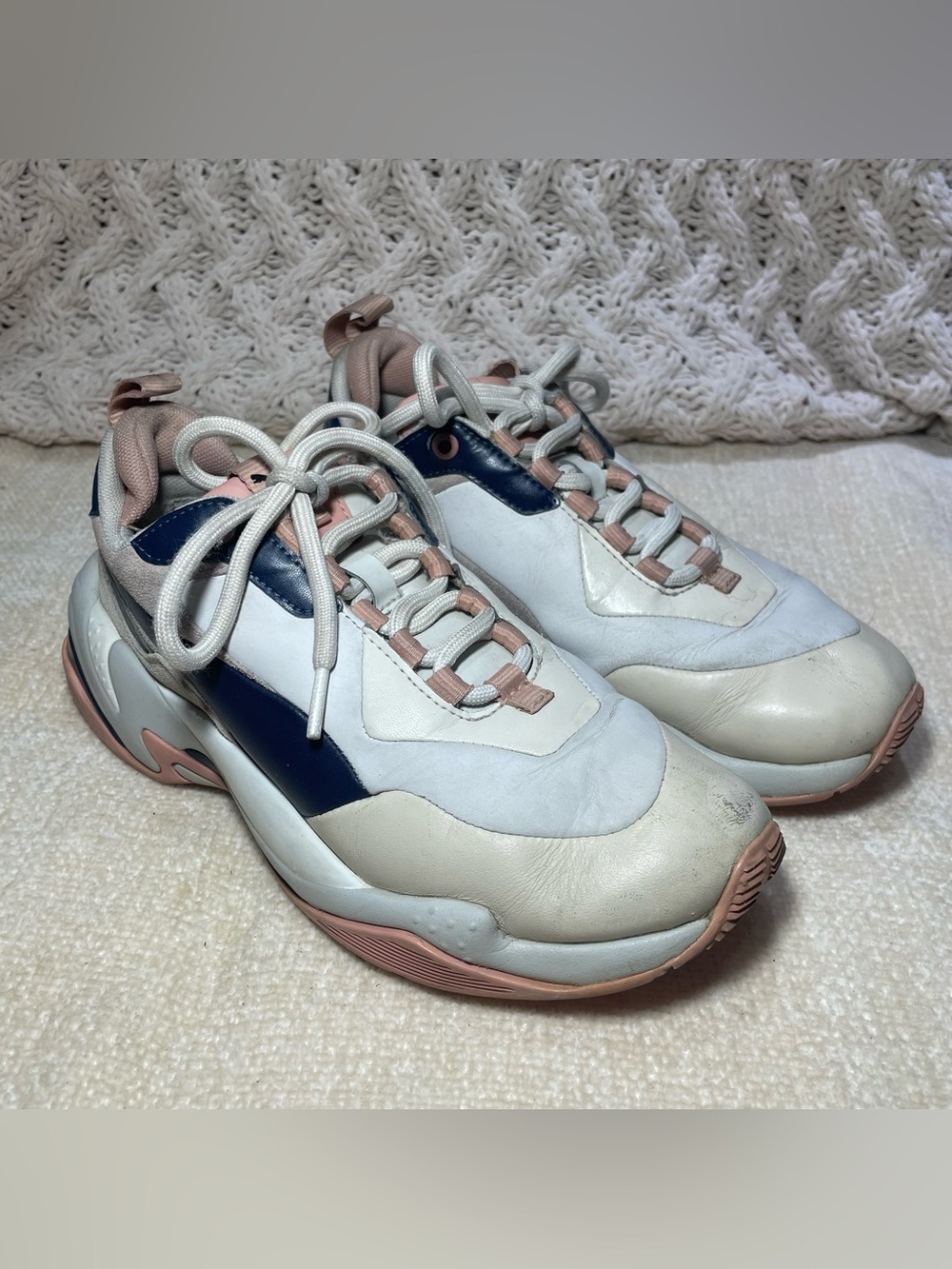 Puma Women's White, Navy & Blush Chunky Sneakers size 6.5